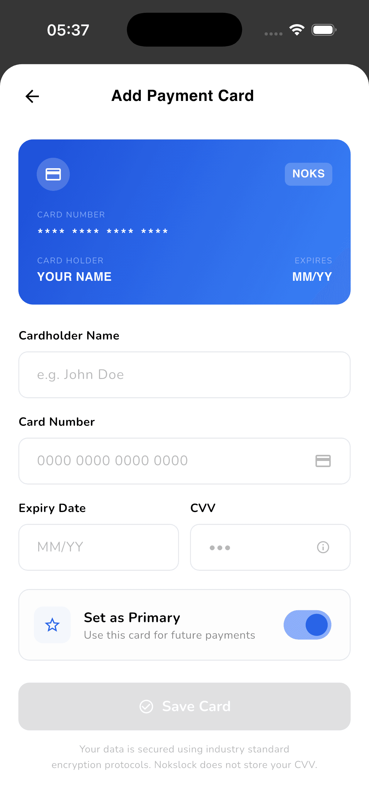 Add payment card