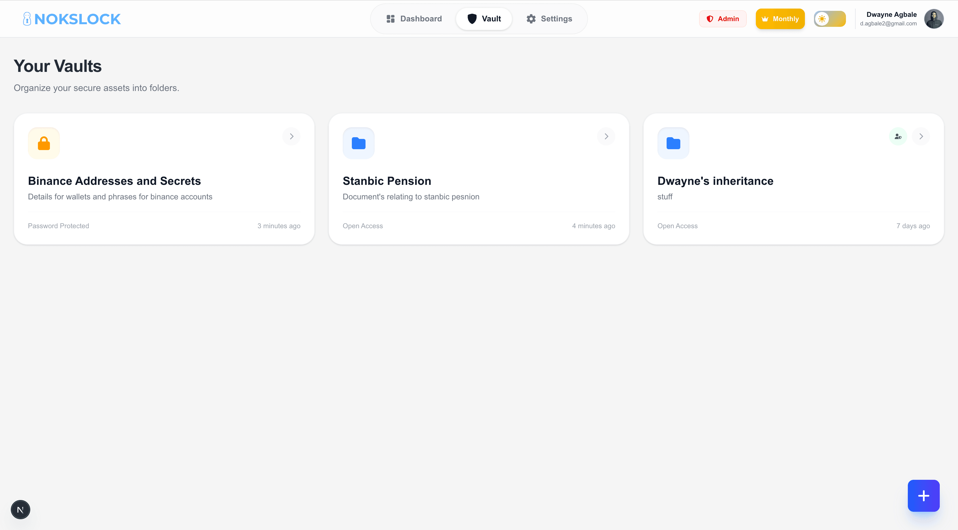 Nokslock Dashboard